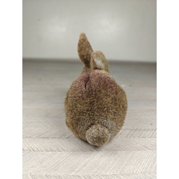 Vintage Flocked Rabbit Coin Bank Brown Textured Finish 6" MCM Retro Desk Decor - Picture 5 of 7